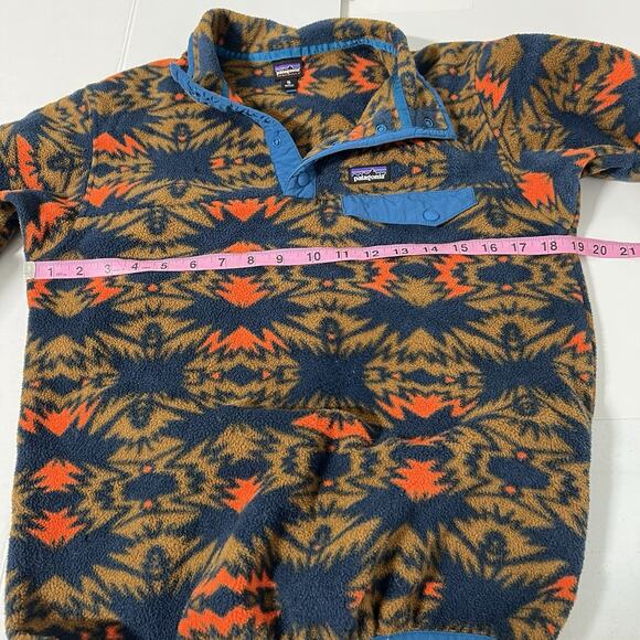 Patagonia Synchilla Youth XL 14 Lightweight Aztec Tribal T-Snap Fleece Pullover - Picture 10 of 13